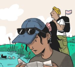 Cartoon of fieldworkers